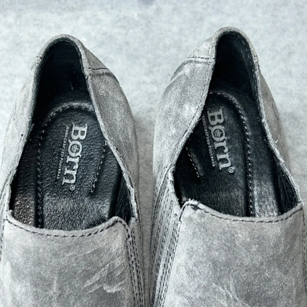 New Born Fredrika Ankle Boots Women's 8.5 Grey Suede Western Look‎ Stacked Heel